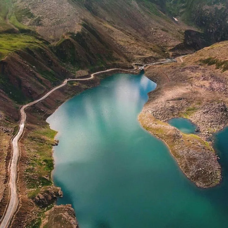 Aerial view of Lulusar Lake in Kaghan Valley